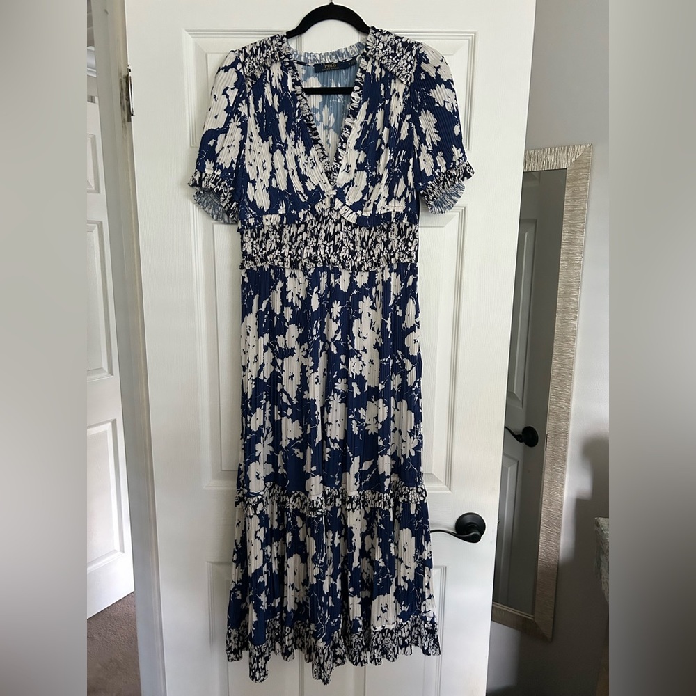 Ralph Lauren Navy and Cream Floral Maxi Dress